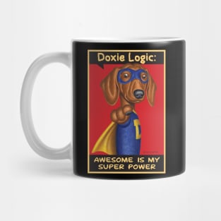 Dachshund wearing super hero costume Mug